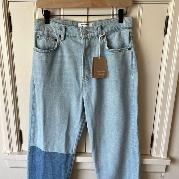 NWT Reformation Cynthia Patch High Rise Straight Jeans - Picture 3 of 9